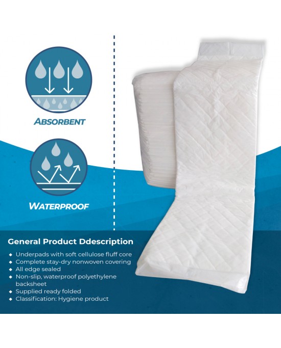 48 Disposable Under Pads for Adults and Children Infants, 60x90 cm Super  Absorbent - MEDICAL - Medical Sud s.r.l.